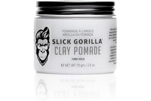 Slick Gorilla Hair Clay Pomade for Men, Mens Hair Pomade for Firm Hold, Strong Structure, Low Shine, Natural Matte Finish, Clay Styling Products, 70 g