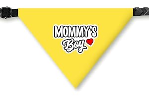 PawsIndia Dog Bandana with Collar Small Medium Large Dogs & Cats 100% Adjustable with Buckle Stretchable Fabric, Mommy's Boy