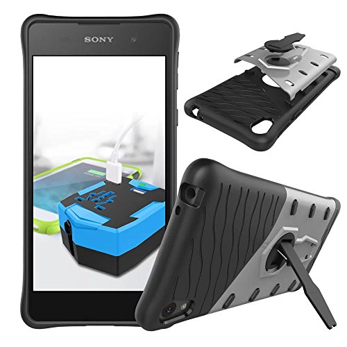Preisvergleich Produktbild Sony Xperia E5(2016) Hülle,TPU+PC Schutzhülle,Rüstung 360 degree rotation Hohe Qualität Schutzhülle Muster Anti-Scratch und Anti-Schock stoßfest Stoßdämpfend Spiegel Schutz Handy Hülle Schlank Zerklüftet Langlebig Case Back Cover Tasche mit Ständer Halterung Für Sony Xperia E5(2016) 5,0-Zoll[Weiß]
