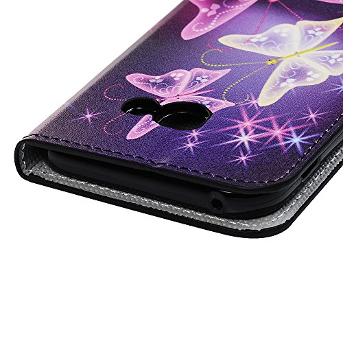 Badalink für Samsung Galaxy A3 2017 Case Hülle für Samsung Galaxy A3(2017)/A320F (4.7″) – Cover Flip Tasche mit Kartenfach und Ständerfunktion in Schmetterling Butterfly Muster Lila Design + 1x Anti Staub Schutz Stöpsel + 1x Eingabestift Stylus Touch Pen - 4