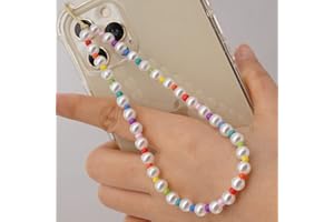 PTNKUIIY Handy Lanyard Anti-Verlorene Handykette，Böhmische Bunte Perlen Telefon Kette Strap Handyanhänger Smiley Gesicht Handy Straps Mobile Handy Schmuck Perlen Anhänger Hängen Chian für Frauen