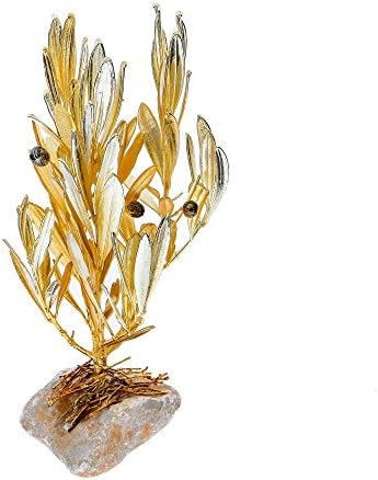 Olive Tree Branch with Olives 24 Karat Gold &amp; 925 Sterling Silver Plated Decorative Ornament Handmade - Stylish Gift 20cm (7.9")