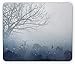 Produktbild SHAQ Forest Mouse Pad Mauspad, Raindrops Mystic Foggy Scenery Romantic Window Water Melancholia Therapy Lonely Tree, Standard Size Rectangle Non-Slip Rubber Mousepad, Denim Gray