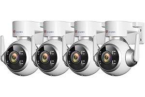 Ctronics Kit Cámara Vigilancia WiFi Exterior 4PCS, IP Camara Vigilancia Domicilio con Seguimiento Auto Detección Humana, 30M Visión Nocturna Colorida, Audio Bidireccional, 3 Métodos de Montaje