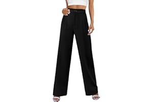 PASUDA Pantaloni Donna Eleganti Pantaloni Estivi Leggeri Comodi Larghi Pantalone Elastico Vita Alta Pantaloni Gamba Dritta Casual Business Pantaloni con Tasche