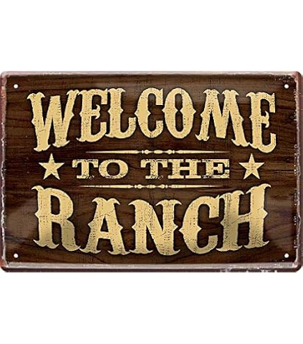 WOGEKA ART Plaque Métal Vintage 20x30 Cm - Welcome To The Ranch Western Cowboy - Déco Humoristique Ranch, Garage, Bar, Cadeau Anniversaire Homme