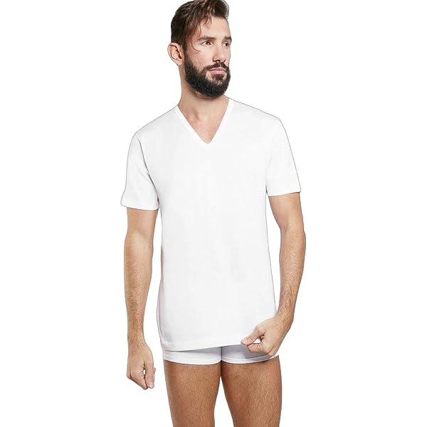 Maglietta intima da uomo, con scollo a V, elasticizzata, 95/5 cotone/elastan, colore bianco, grigio e nero (S-XXL), 7 x bianco, XXL