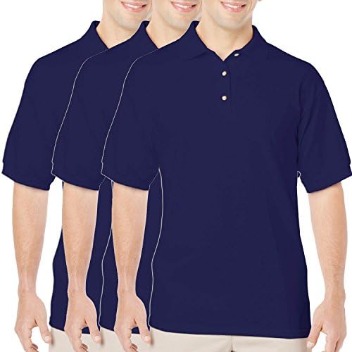 3 Pack Gildan Dry Blend Mens Polo Shirts Workwear Wholesale Plain Clothing All Colours and Sizes (XL Mens 46 Inch Chest, 3 x Navy Blue)