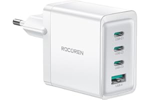 ‎ROCOREN Rocoren Ładowarka 67W USB C do MacBook Pro 13, 14, 15, 16 cali, MacBook Air 2020, 2019, 2018, 4-portowa szybka ładowarka GaN Kompatybilna z iPad Pro 12.9, 11 cali, iPhone 15, Galaxy S24 Ultra