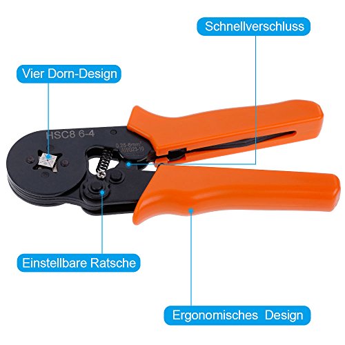 Rovtop Crimper Zange Set Crimpwerkzeuge Ferrule Crimper mit 816pcs 0,25-6mm² Selbstverstellbare Kabelschuhe Ratsche Draht Kupfer Isolierte Cord Pin End Crimp Terminal - 2