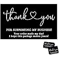 100 PCS Thank You for Supporting My Small Business Cards Black Thanks Greeting Cards Universal Theme Custom Thank You Cards for Online Retail Store Handmade Goods Gift Shop Package