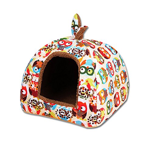 UEETEK Cueva para Perros Gatos Mascotas Desmontable Cama Gato Invierno Casa Cama Perro Suave Cálido Orejas de Conejo S