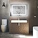 Produktbild LUVODI Wandspiegel mit LED Beleuchtung Badspiegel durch satinierte Lichtflächen Antibeschlag Dimmbar Touch Schalter Badzimmer Make up Spiegel 70 x 50cm IP44 energiesparend