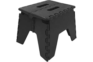 Anika 16749 Folding Step Stool / 22cm (8.7”) Tall / 200lbs Max Load / Ultra Durable / Kitchen, Bathroom, Office / Black Colour