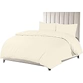 Sapphire Collection Luxury 100% Egyptian Cotton Duvet Quilt Cover & Pillowcase Bedding Set (Cream, Single)