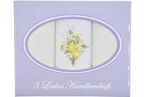 undercover lingerie 3 or 9 Ladies Anucci Cotton Rich Boxed Handkerchiefs Hankies Plain/Embroidered Pink Lemon or Lilac