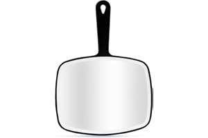 DVHOK Handheld Mirror, Portable Hand Mirror with Hanging Hole in Handle, Black 19 x 26 cm