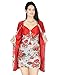 Kanika Women Satin Robe With Nighty-Floral Multi RS.449.00
