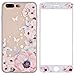 Price comparison product image ZXK CO iPhone 7 Plus Case with Tempered Glass Screen Protector,iPhone 8 Plus Cover Silicone Floral, Shockproof Full Protective Case Cover for iPhone 7 Plus/8 Plus 5.5”/ Butterfly Flowers