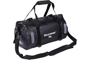 WILD HEART Sac de Voyage étanche 20L 30L 40L avec Coutures soudées Bretelles, Poche en Filet pour Kayak, Camping, Navigation de Plaisance, vélo, Moto…