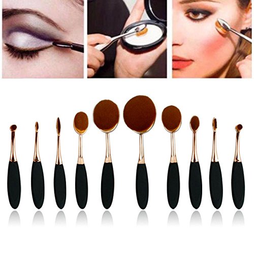 Boyasing 10PC/Set Toothbrush Eyebrow Foundation Eyeliner Lip Oval Brushes