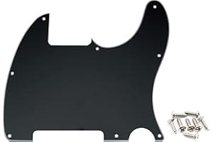 Musiclily 8 Agujeros Tele Pickguard Blanco Guitarra Golpeador para Guitarra Eléctrica Fender American/México Telecaster Esquire, 3 capas Negro