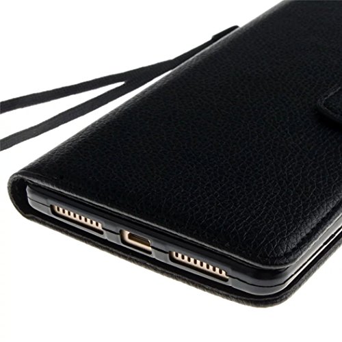 KSHOP Case Cover für Huawei Ascend Mate 7 Hülle Tasche Schutzhülle Schale Bookstyle Handyhülle Premium PU-Leder Schwarz Etui Handy Schutz Brieftasche Magnetverschluss – Metall Touch-Pen Schwarz - 3