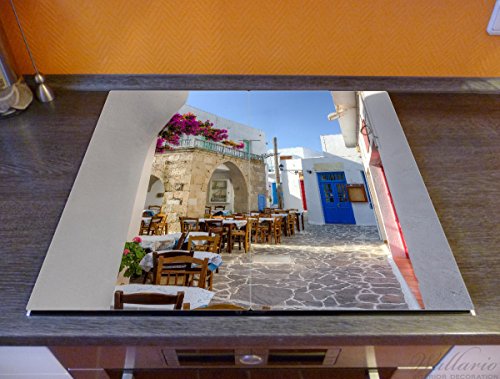 Wallario Herdabdeckplatte / Spritzschutz aus Glas, 2-teilig, 60x52cm, für Ceran- und Induktionsherde, Gasse in Griechenland - 2