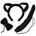 Popamazing Fashionable Cute Black Cat Ears Head Band, Bow Tie Collar & Tail Costume Accessory Fancy Dress Hen Night Party