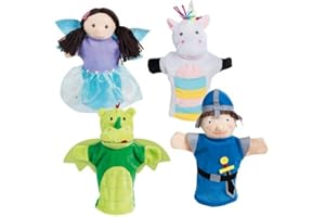 roba Set di Marionette da Mano in Peluche e Feltro - Figure Punch e Judy 4 Pezzi - Giocattoli per Teatro delle Marionette - Regalo per Bambini - Multicolore