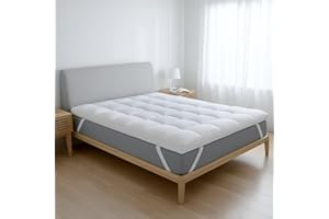 The White Stone Topper Cubrecolchón 160 x 200 cm | Acolchado de Fibra 1000 g/m² | Extra Confort con Cámara de Aire Transpirable | Cubrecolchón Efecto Nube Estilo Hotel Made in Italy