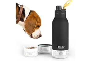ASOBU - Dog Bowl Buddy - Stainless Steel Bottle with 2 Bowls Black