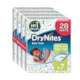 Huggies DryNites Disposable Bed Mats, Mattress Protector - 28 Mats Total (4 Packs of 7 Mats)
