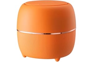 FIYSON Mini Poubelle de Bureau-Poubelle de Bureau créative en Plastique Poubelle de Table avec Couvercle à Bouton-Petite Poubelle de Bureau à Domicile pour Bureau,Chambre Cuisine Table (Orange)