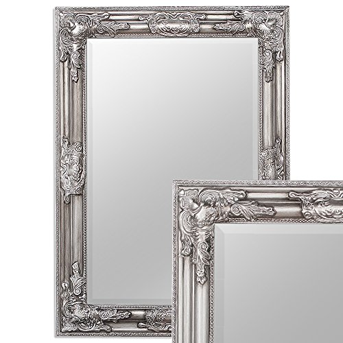 WANDSPIEGEL BAROCK POMPÖS SPIEGEL Bessa 70x50cm ANTIK SILBER DESIGN HOLZRAHMEN - 2