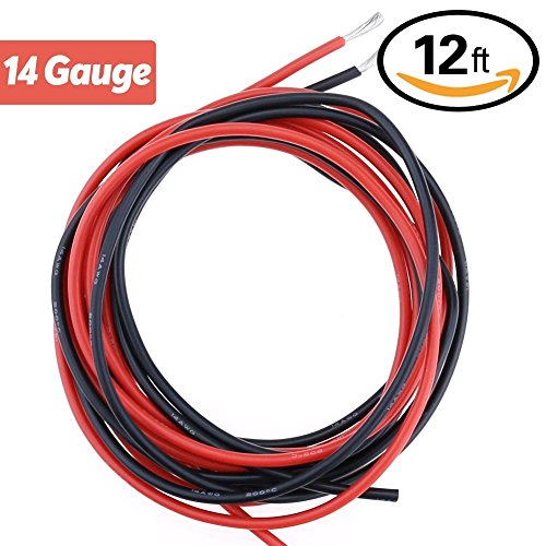 YCNK 12 Füße 14 Gauge (AWG) Super Weich und flexibel Silikon Gummi Draht Kabel Schwarz/Rot