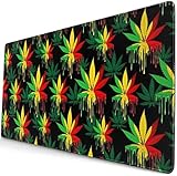 Gaming Large Mouse Pads Reggae Rasta Marijuana Leaf Weed Mouse Pad Mousepad Tapis de souris antidérapant Rectangle Tapis de souris 15,8 X 29,5 pouces