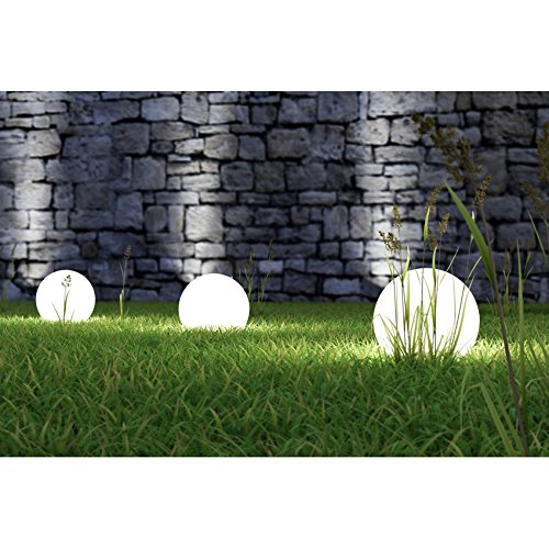 Gartenlampe LED Solar Kugel bis zu 8h Leuchtdauer mit Erdspieß & Dämmerungsfunktion Solarlampe (Weiß 30cm 4er) - 2