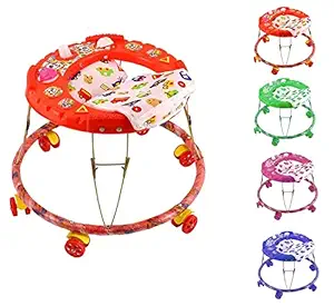 Ephemeral 6 Wheel Walker(Without Music) Plastic Round Baby Walker with Adjustable Height and Without Music Toy for Kid 6 Months to 10 Months (Randon Color Will Deliver ,,Design May Vary)