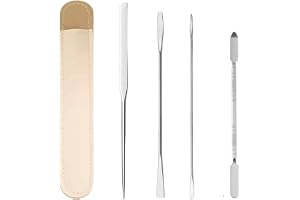 NCEJNY 4 stycken makeupspatel rostfritt stål set, foundation spatula kosmetika blandningsspatel med läderfodral, professionel