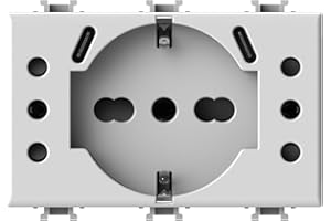 4box - USB P503 per Bticino® Matix™, la prima stazione di ricarica universale a incasso. Con 5 prese elettriche, 2 uscite USB Tipo C e un unico morsetto di alimentazione. Colore Bianco