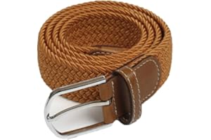 electromax Men Belts, Elastic Braided Stretch Belt with Covered Leather Buckle, for Men's Jeans, Trouser Belts