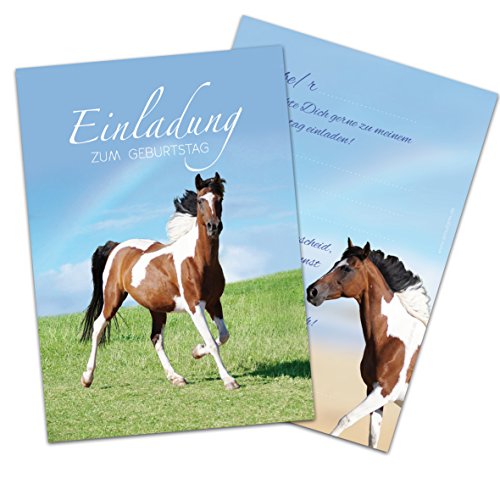 10 EINLADUNGEN zum Kindergeburtstag - Einladungskarten PAINTHORSE / PFERD