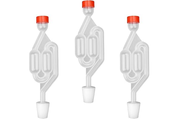 Barboteur Fermentation Maison, 3 Pièces Tubes de Fermentation, Barboteur avec Bouchons en Caoutchouc, Plastique Barboteurs Transparent, pour Fermentation du Vin, la Fermentation du Choucroute 0XBIT