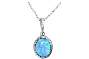 PAUL WRIGHT JEWELLERY Paul Wright Created Opal Pendant Necklace, 10mm x 8mm Oval Shape with Vibrant Blue Colour, 41cm Plus 5cm Extender