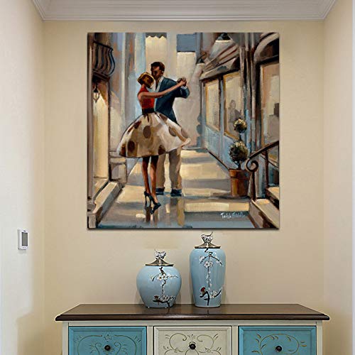 tzxdbh Klassische Amerikanische Paar Tanzen Leinwand Malerei Vintage Wandkunst Poster Und Drucke Wandbild für Wohnzimmer Cafe Bar Dekor-in Malerei & Kalligraphie von 50x50 cm kein Rahmen PC3625