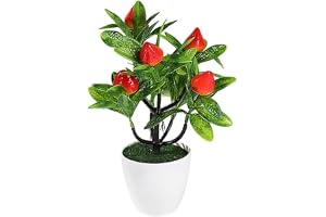 EcoLivzen Dekorativ fruktbonsai inomhus för vardagsrum, sovrum eller studiobakgrund med balanserad färg och texturkontrast (jordgubb)