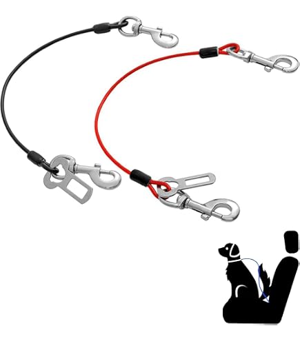 TenaLucy Ceinture Sécurité Chien Voiture 2 Pièces – Câble Acier Anti-Morsure 80 Cm, Rotation 360°, Pour Grand Chien >24 Kg
