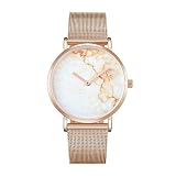 Easy Go Shopping Damenuhr, 6812, rundes Zifferblatt, Legierung, goldfarben, modisch, Herren, Quarz, mit Band aus Edelstahl, Wa0733a
