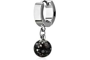 Autiga® Damen Creole Kreole Klappcreole Edelstahl Shamballa Anhänger Helix Huggie Ohr-Piercing